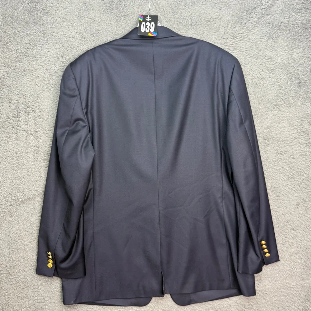 Lauren Ralph Lauren Blazer Mens 43R Navy Blue 100% Wool Gold Button Sport Coat
